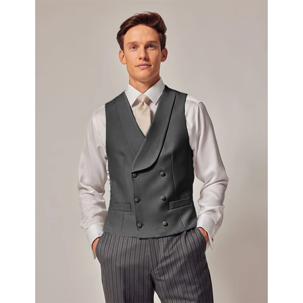 Double Breasted Men's Vest for Wedding Party Dress Vest Man Formal Shawl Lapel Gentleman Vests for Grooms Suits Waistcoat Male