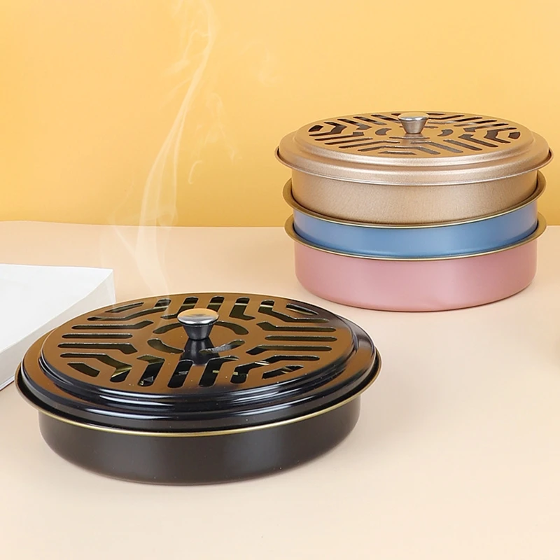 Mosquito Coil Tray Indoor Outdoor Mosquito Incense Box Metal Round Rack Plate