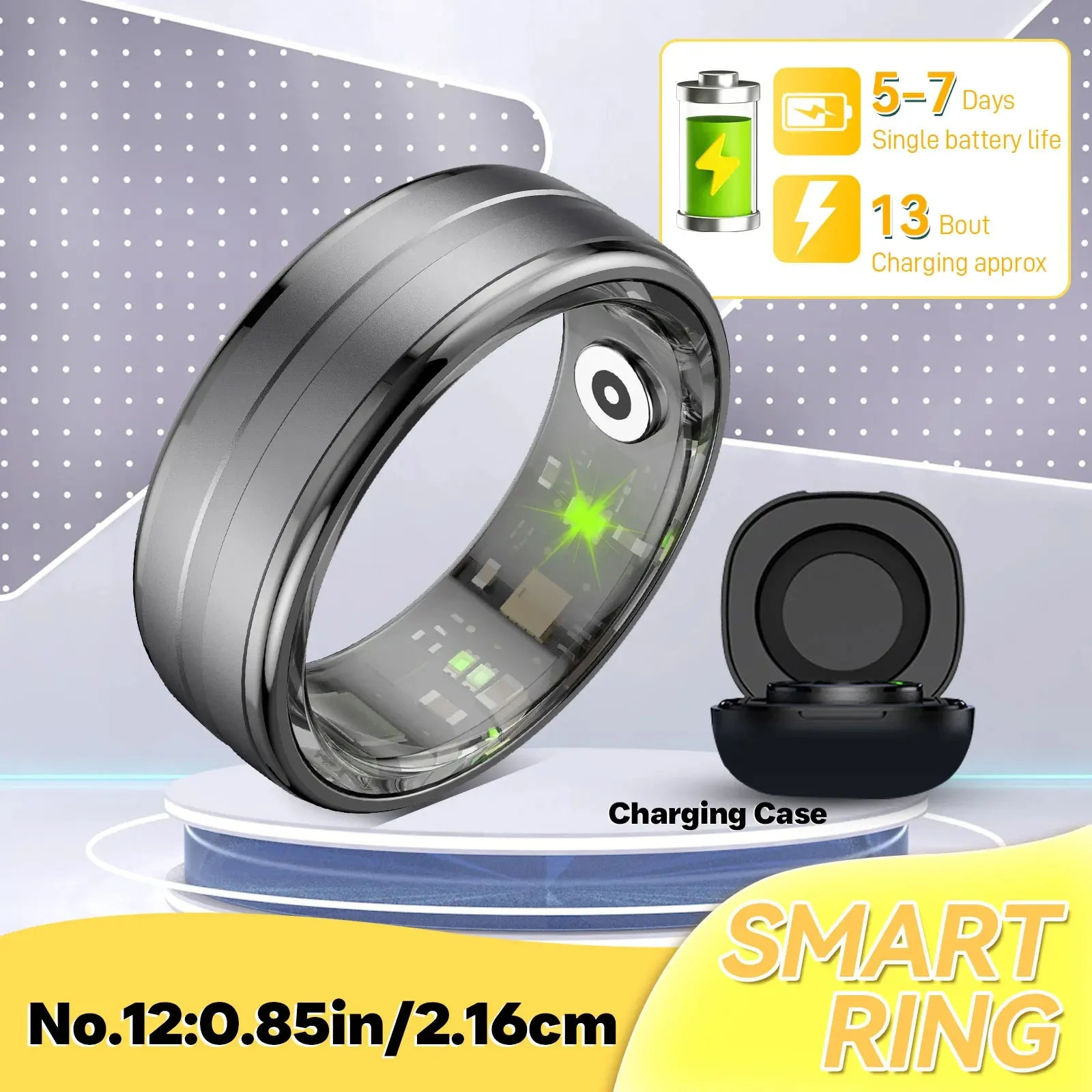 R06 New Smart Ring Men Women, Heart Rate and Blood Oxygen Monitor, IP68 & 5ATM Waterproof, Multi-sport Mode for Android IOS