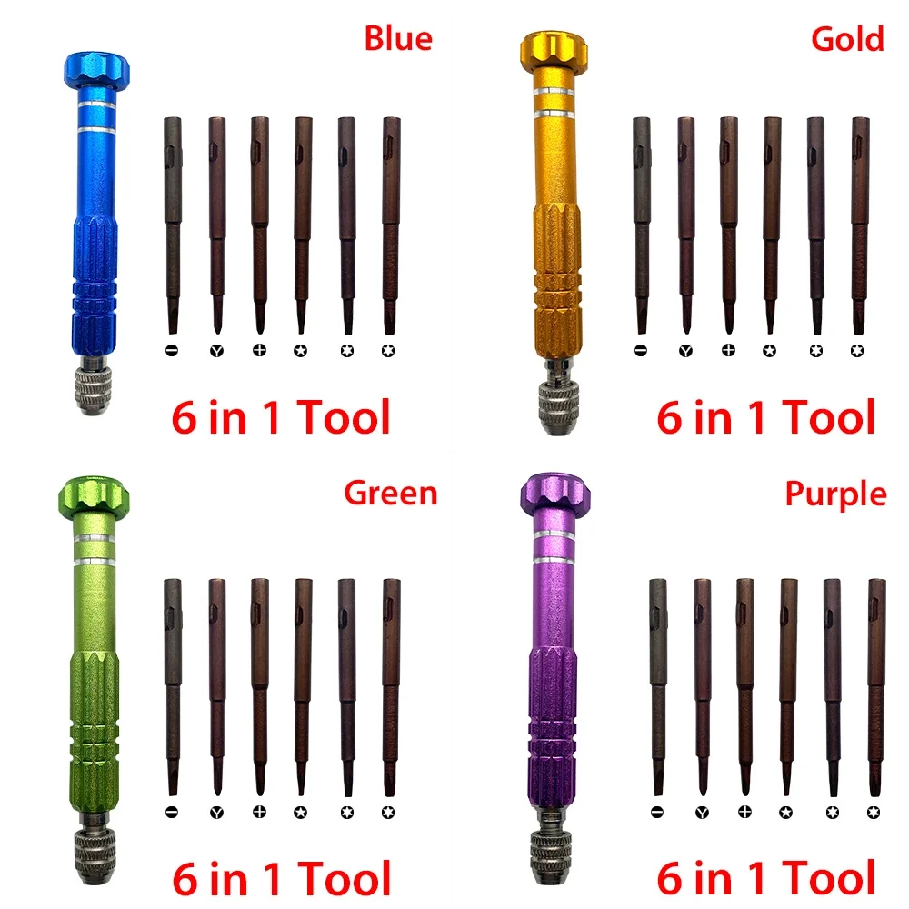 Kit de herramientas de reparación de teléfonos móviles 6 en 1 para Apple, Android, Samsung, juego de destornilladores, combinación de deslizamiento, Kit de desmontaje multifunción