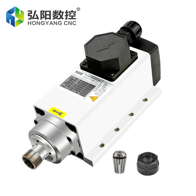 HQD 2.2KW 220V moteur de broche carrée refroidi par Air avec bride ER20 4 roulements trou latéral perceuse Machine de découpe moteur