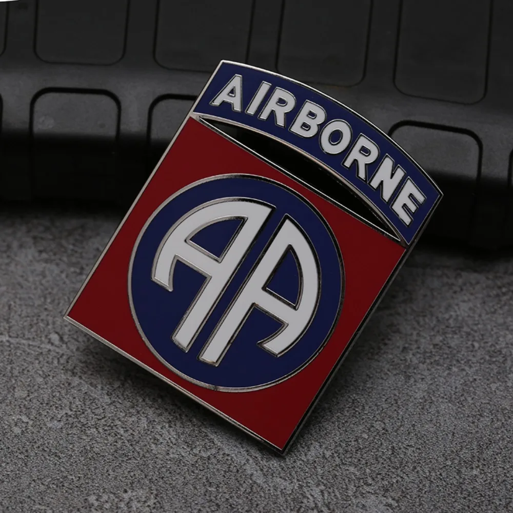 82nd Airborne Division Combat Identification Badge Army Fan Military Hook and Loop Embroidered Patch Metal Badge Cap Shoulder