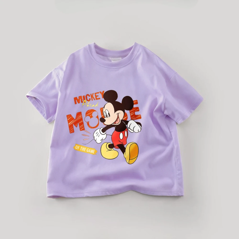 أزياء الكرتون بلايز للأطفال الملابس طباعة ميكي طفل الفتيات الصبي قصيرة الأكمام قمم المحملات الياقة المستديرة عارضة الأطفال التي شيرت #2