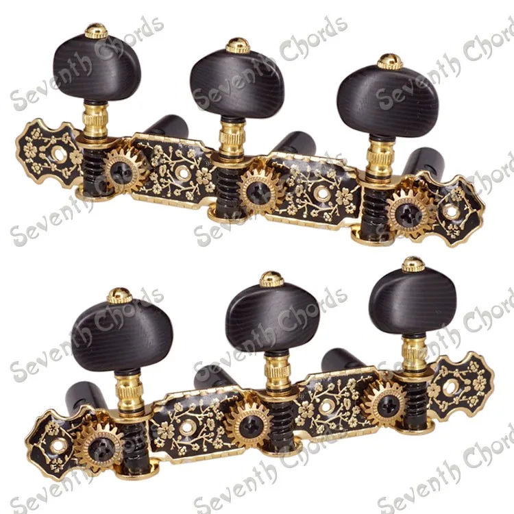 A Set 2 Pcs Gold String Tuning Peg Tuners Machine Heads for Classical Guitar - Gear Ratio 1:18