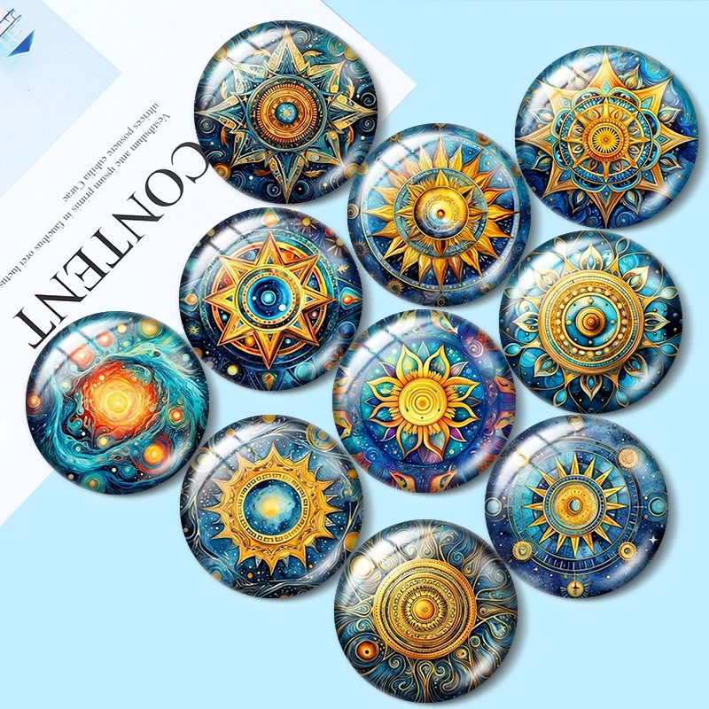 Cosmic Mandala 10pcs 12mm/18mm/20mm/25mm Round photo glass cabochon flat back Making findings for bracelets