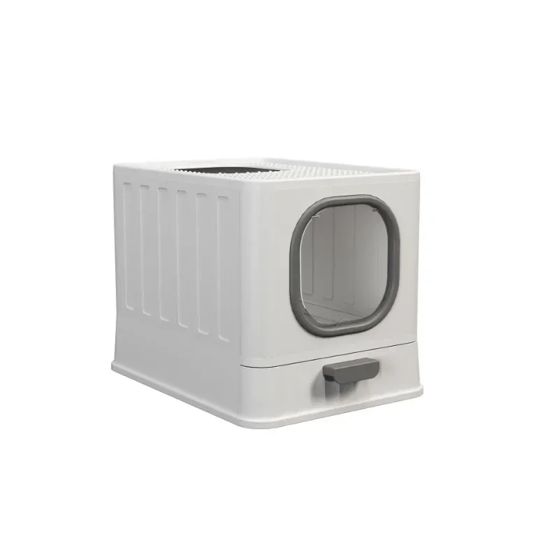 Plastic fully enclosed drawer-type litter box, oversized cat cleaning products, deodorant and anti-external folding toilet