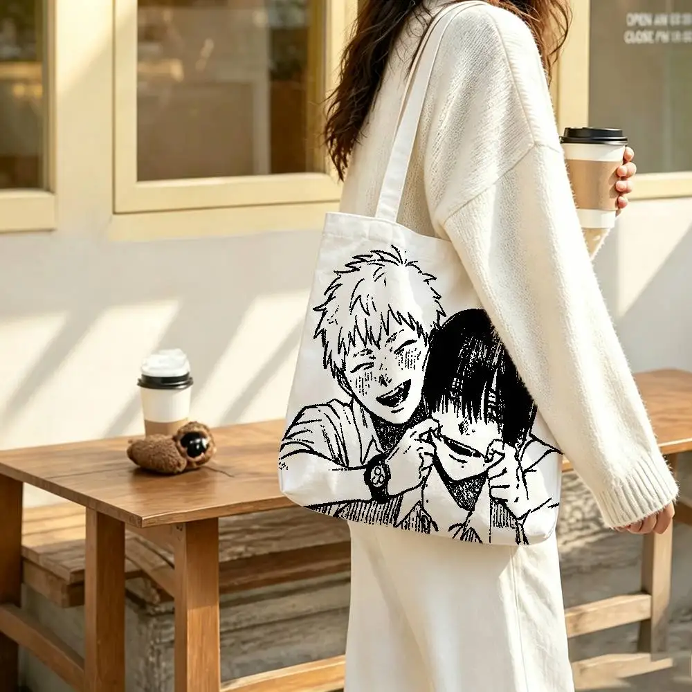 Anime T-The Summer Hikaru Died Print Canvas Tote Bag Handbag For Daily School Commute Casual Shoulder Bag