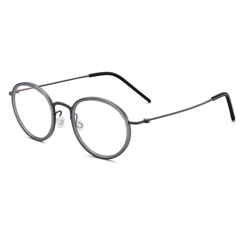Denmark Brand Pure Titanium Small Round Frame Acetate Circle Rim Retro Glasses Eyewear Men Myopia Screwless Eyeglasses Frame