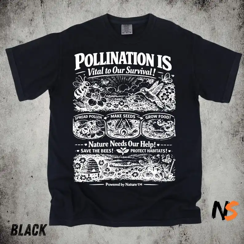 Bee Pollination Vintage Shirt, Retro Flower Graphic Tee, Earth Day Botanical Science Nature Shirt