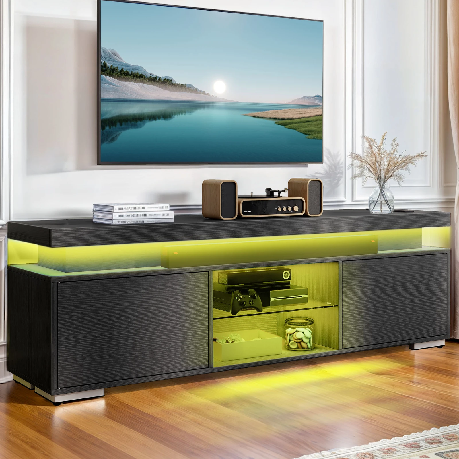 

LED TV Stand Console For 32 to 65 In TVs With Power Outlets
