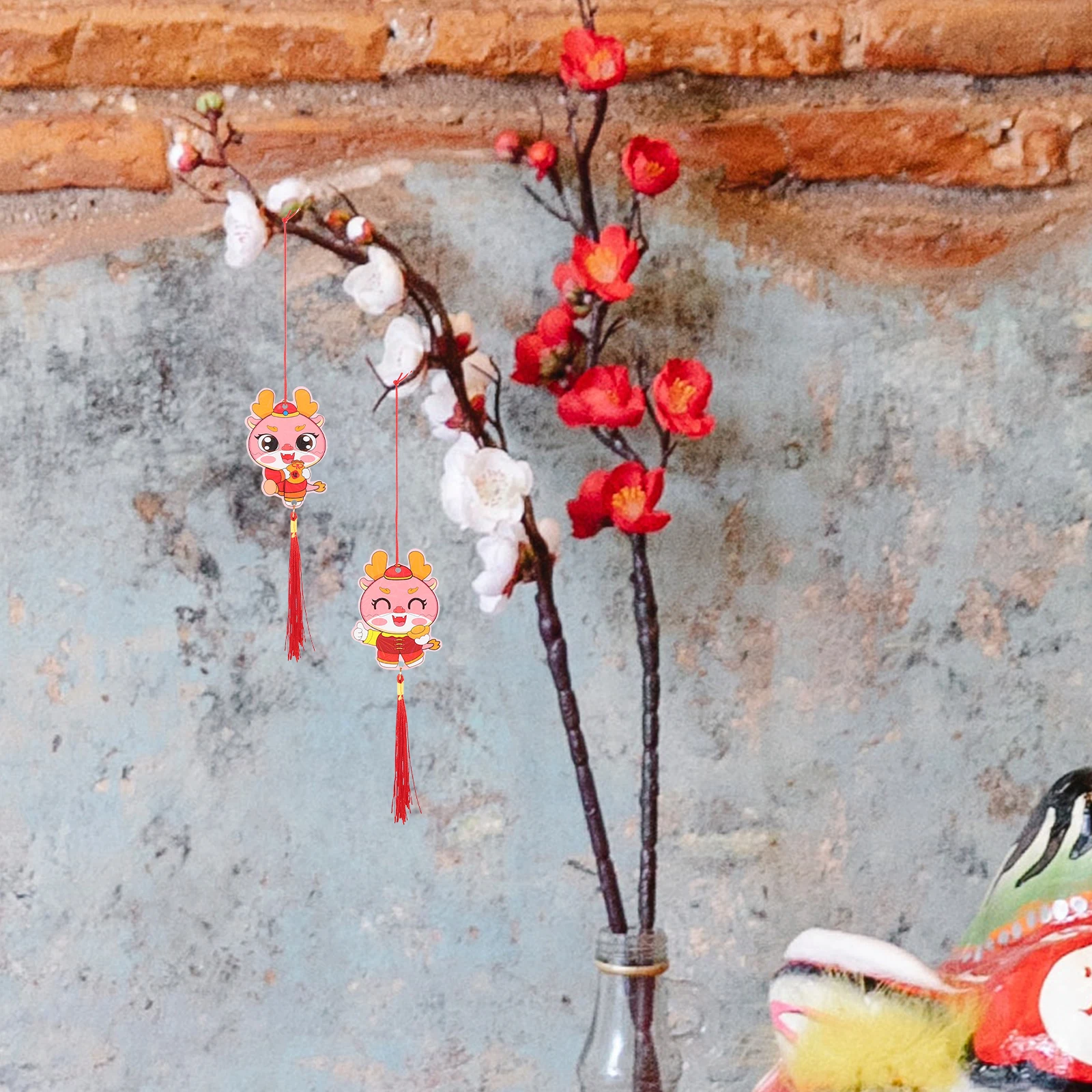 

6Pcs Feng Shui Money Tree Hanging Decor Chinese Style Ornaments for New Year 2024 Spring Festival Decoration Potted Plant Bonsai