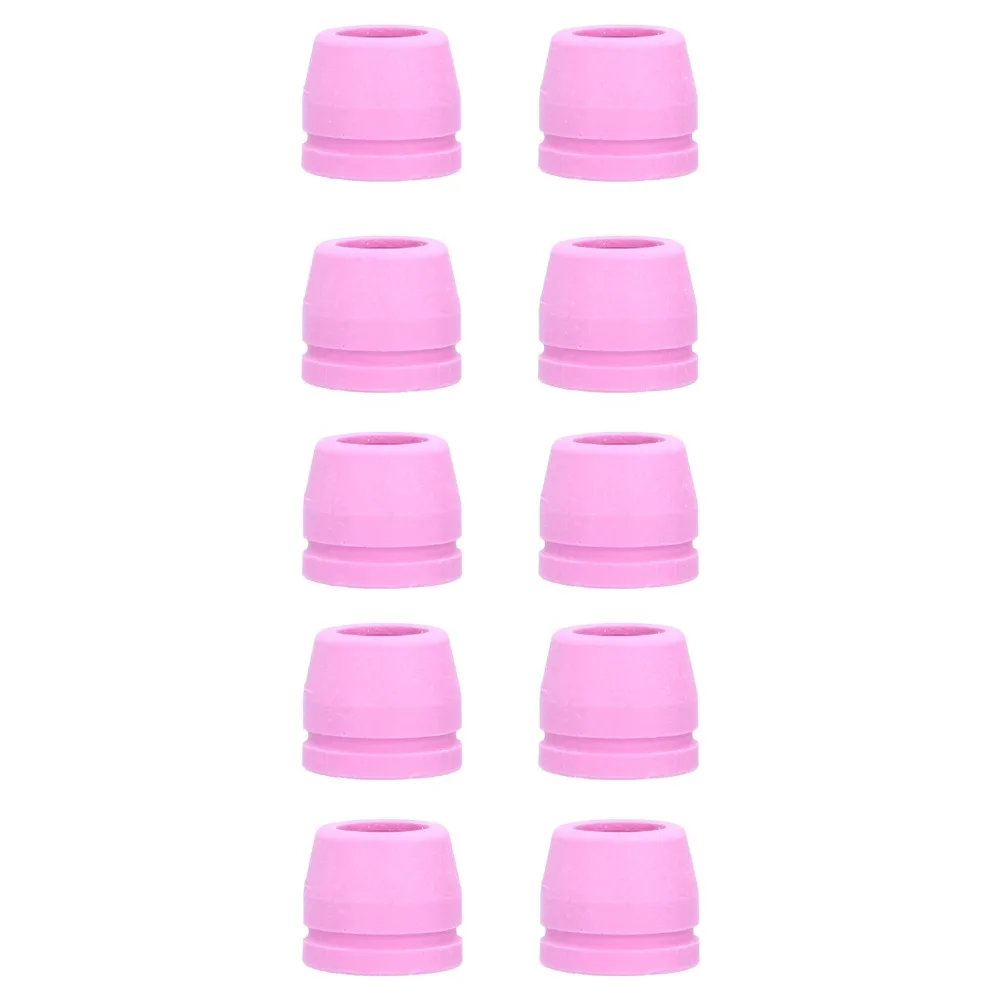10pcs Ceramic Plasma Cutter Shield Cups Durable Pink Ceramic Shield Cups Grooved Non Touch Nozzles For Metal Fabrication