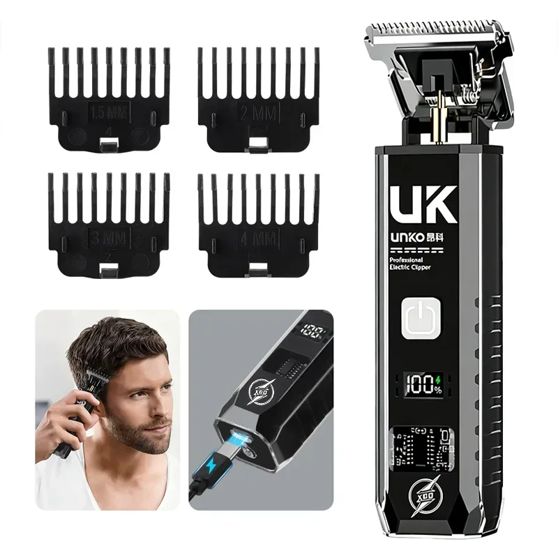 2026 Neue Elektrische Haarschneidemaschine / T9 Haarschneider Tragbar USB Schnellaufladung Edelstahlklinge Zero Gap Rasierer Herren Geschenk – Detail 6