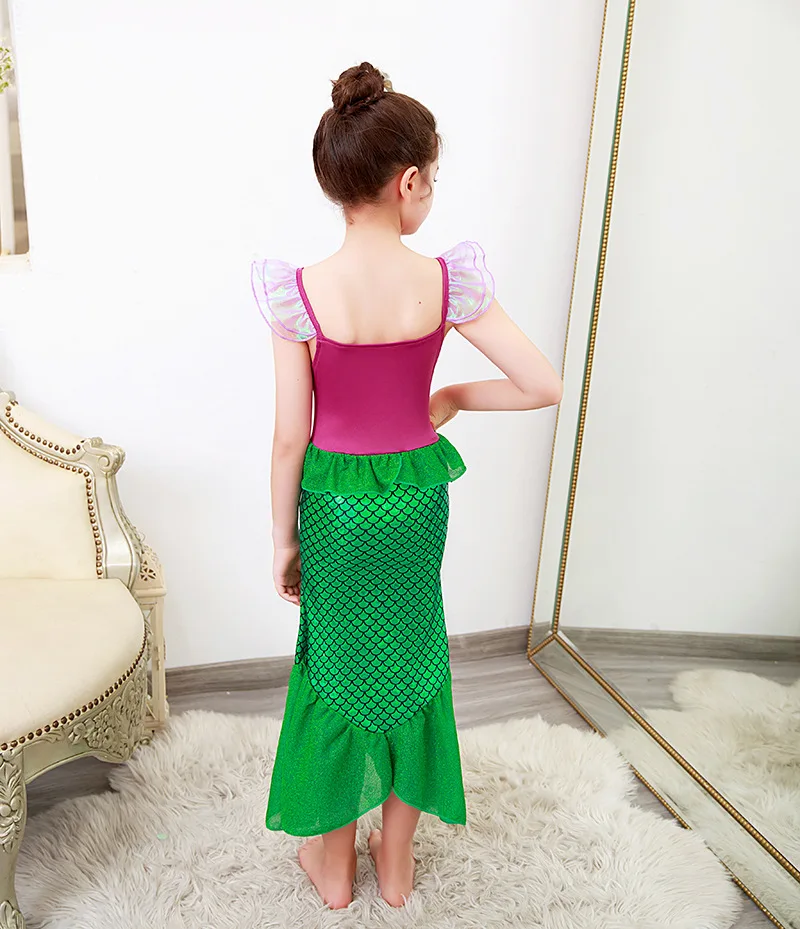 زي تأثيري أرييل حورية البحر الصغيرة للفتيات ، فستان أميرة لطيف ، فستان حفلة عيد ميلاد ، زي هالوين للأطفال