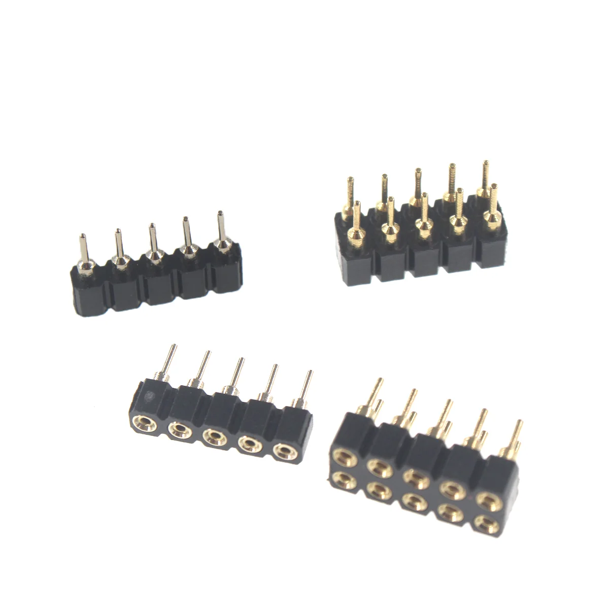 5/10pcs/lot 1*2/3/4/5/6/7/8P 2*2/3/4/5/6/7/8P Female Header 2.54 Round Female Pin Header Connector Hole Single Inline Row Needle
