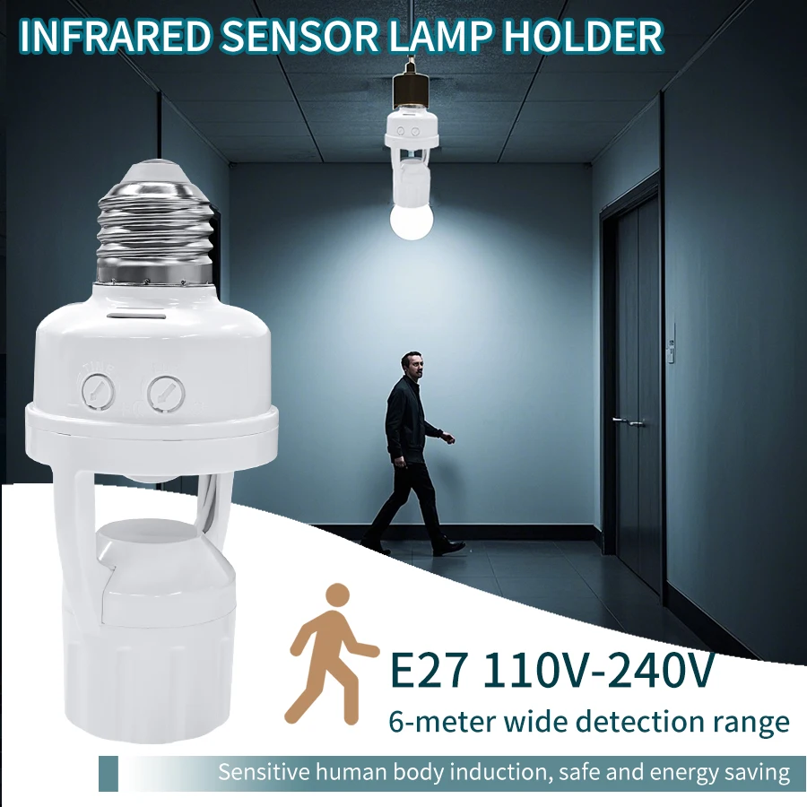 

1-3PCS E27 Motion Sensor Light Socket Screw in Light Bulb Motion Activated Light Bulb Holder Adapter for Garage Storage Room