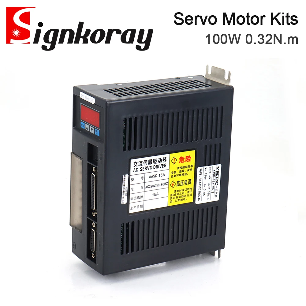 SignkoRay 100W 0.32N.m AC Servo Motor Driver Kits 3000RPM 220V AC Motor AASD-15A + 40ST-M00330 for CNC Router