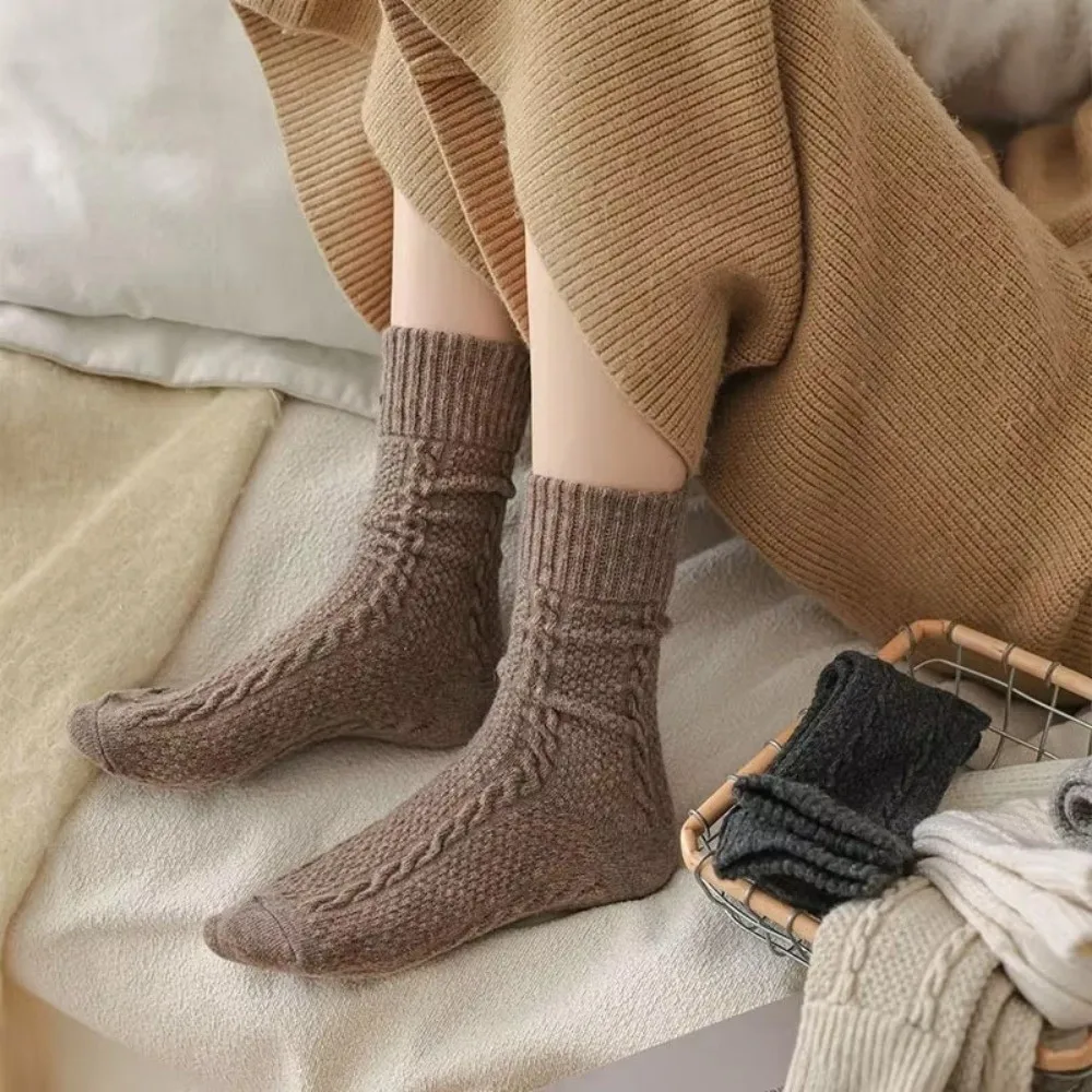 New Vintage Winter Socks Warm Thickened Floor Socks Breathable Soft Stacked Sock for Women