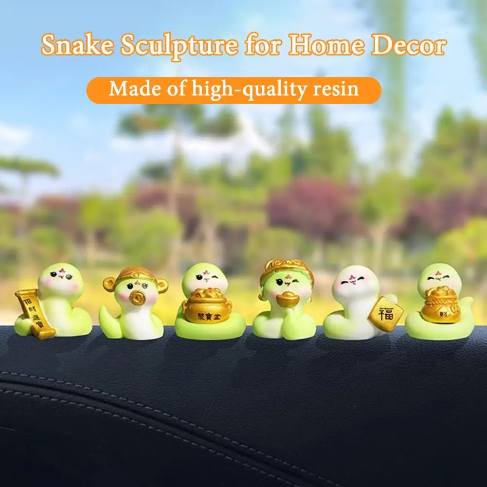 Snake Car Ornament Set Chinese New Year Snake Figurines 2025 Zodiac Lucky Ornaments Resin Mini Snake Decorations for Home Car Sp