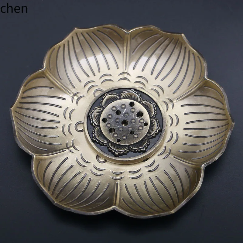 Cz non-falling holder bottom lotus incense plate antique copper nine-hole incense holder for home vertical incense burner