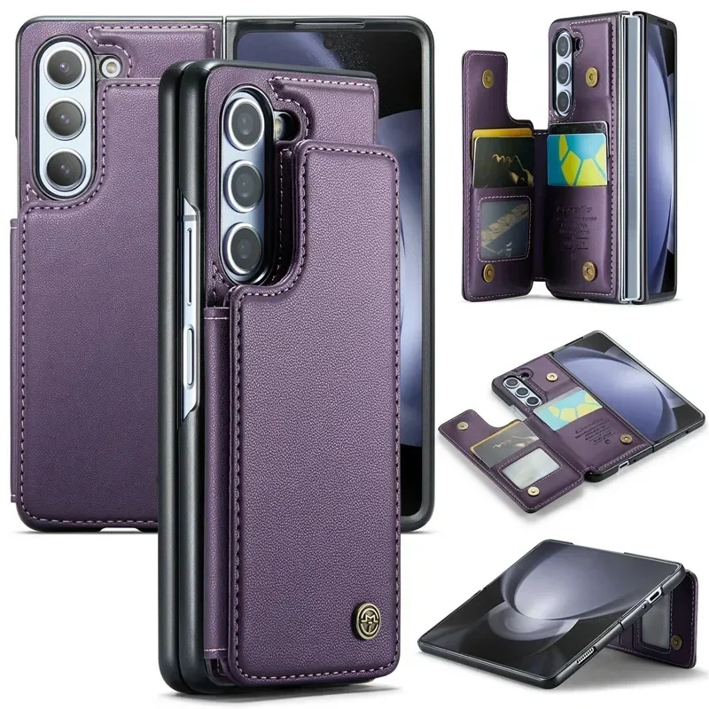 

High Quality Leather Wallet Card Slot Phone Case For Samsung Galaxy Z Fold 7 6 Many Function Shockproof Fall Prevention Cover