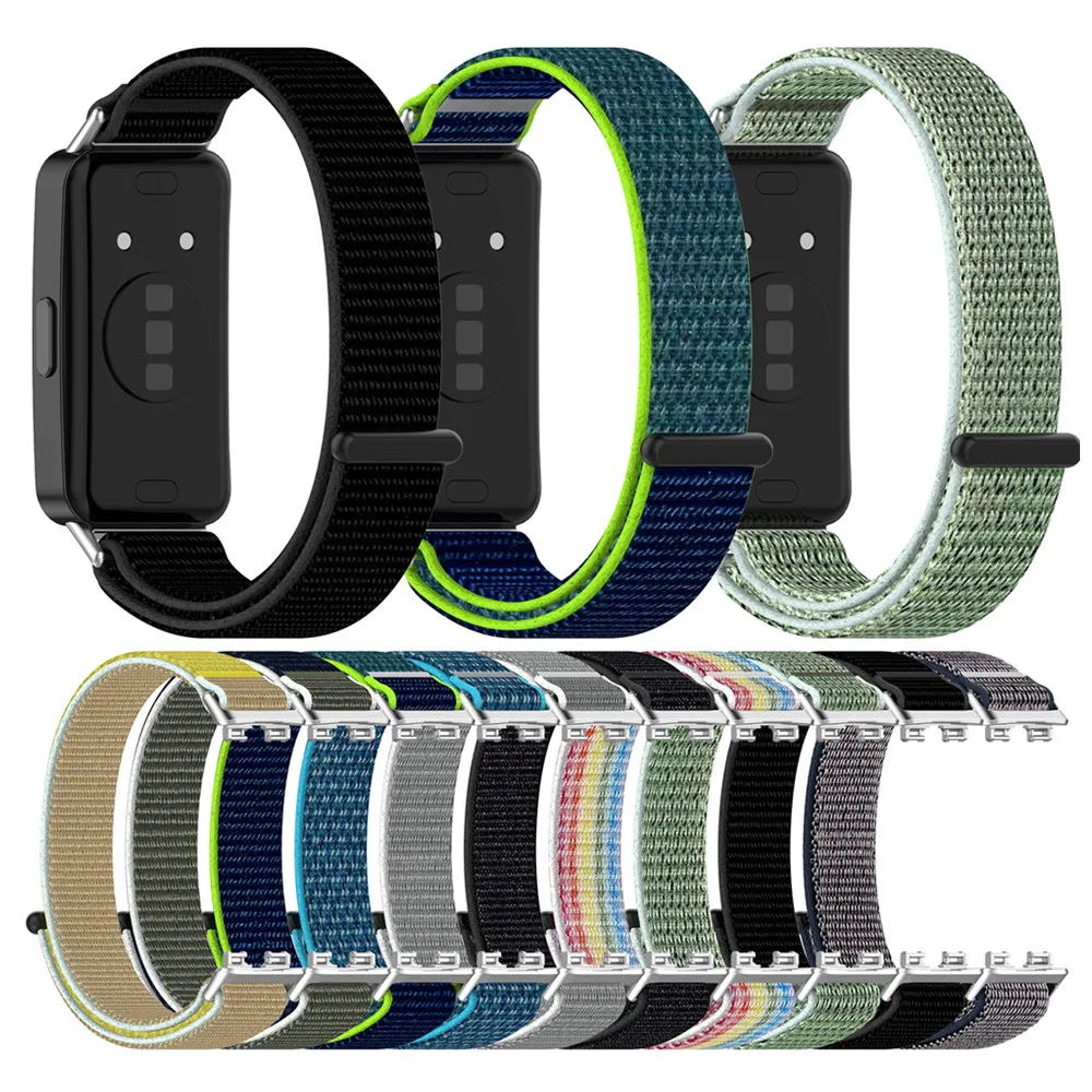 Нейлоновый тканый холщовый ремешок подходит для часов Huawei Band 10 10NFC 9 9NFC 8 8NFC, спортивный браслет на липучке