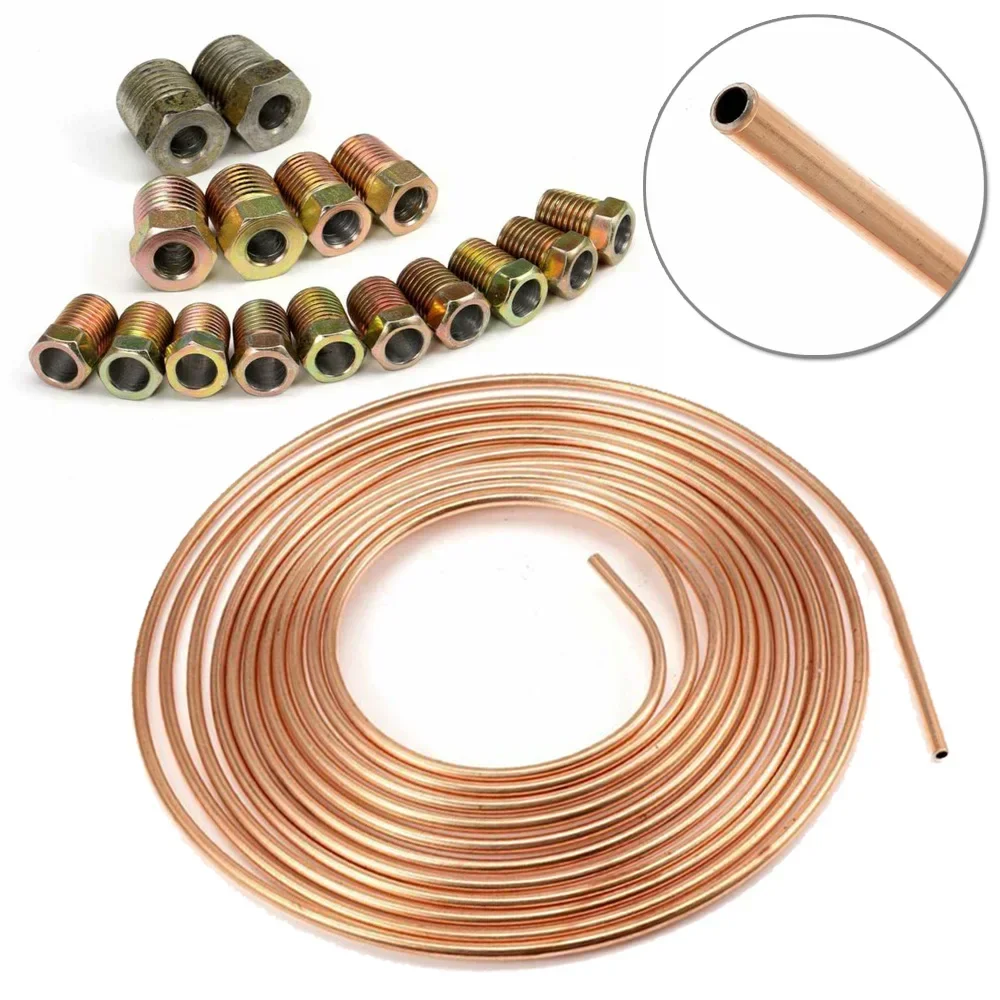 1/4 OD 25 Ft  ROLL Steel Zinc Nickel Brake Line Tubing COPPER TUBE AIR CON COIL Brake Line Tubing Coil Roll