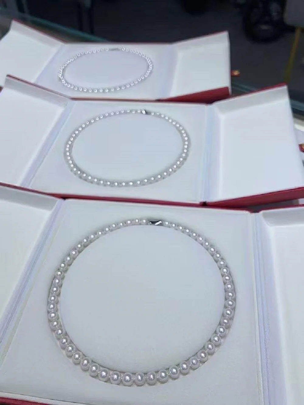 

Classic necklace AAAA~7-8-9mm natural pearl necklace 925s/16in * 18in