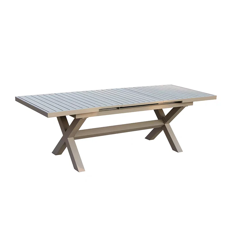 # Slatted Rectangular Outdoor Dining Table X-Shaped Leg Patio Table For Garden Cafe