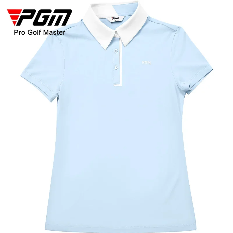 

Женская футболка для гольфа PGM, летняя дышащая и утягивающая футболка с короткими рукавами, рубашки-поло с воротником, одежда YF674
