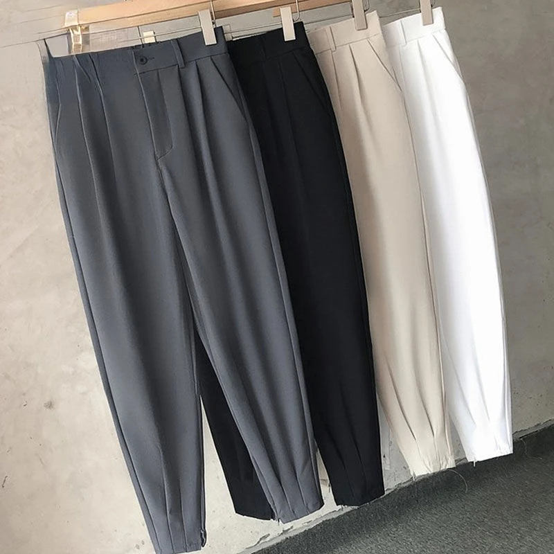 

2023 Business Formal Pants Men Korean Style Slim Office Social Suit Pants High Quality Streetwear Ankle Male Suit Trousers R115