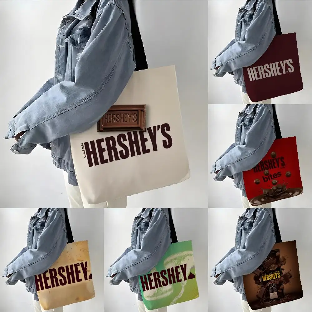 Bolsas de almacenamiento, bolsa de lino reutilizable para compras, bolsa de almacenamiento de comestibles, portátil, de gran capacidad, para alimentos dulces, Anime H-Hersheys