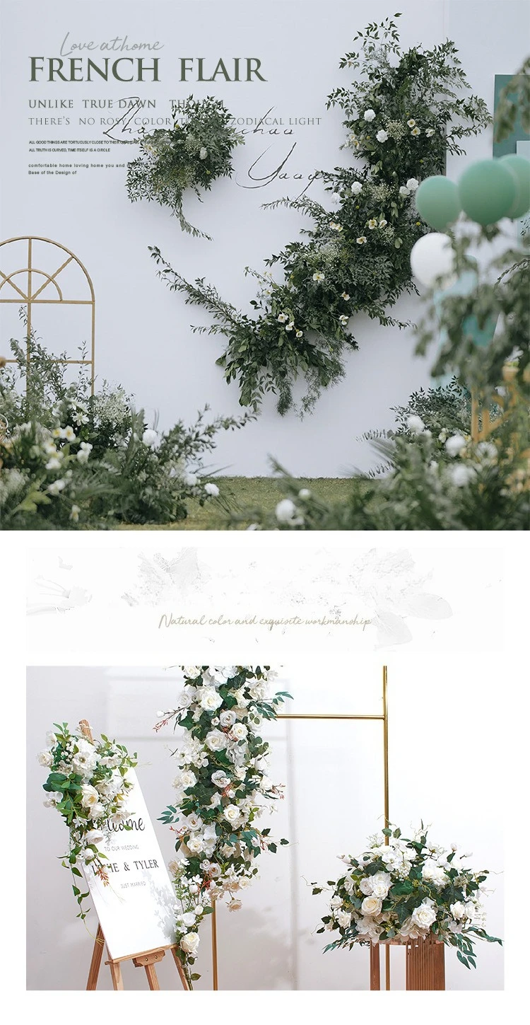 Großhandel Künstliche Blumenkugel Blumenreihe Eisenbogen Blumendekoration Hochzeitstisch Geometrischer Rahmen Kunstblumen Event-Zubehör – Detail 1