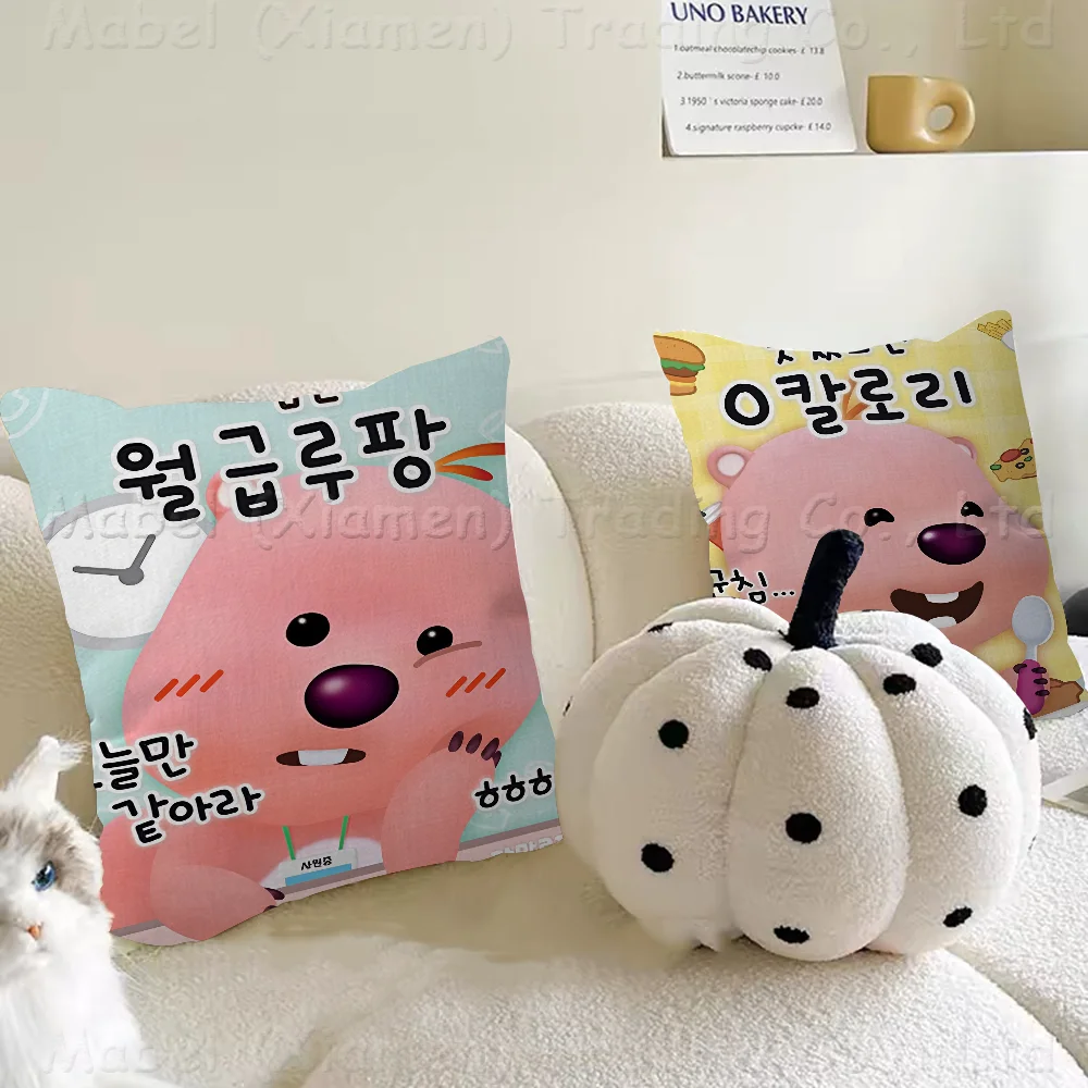 Korea Cartoon P-Pororo L-loopy Pillow Cushion Cover Pillowcase Living Room Sofa Home Decor Customized