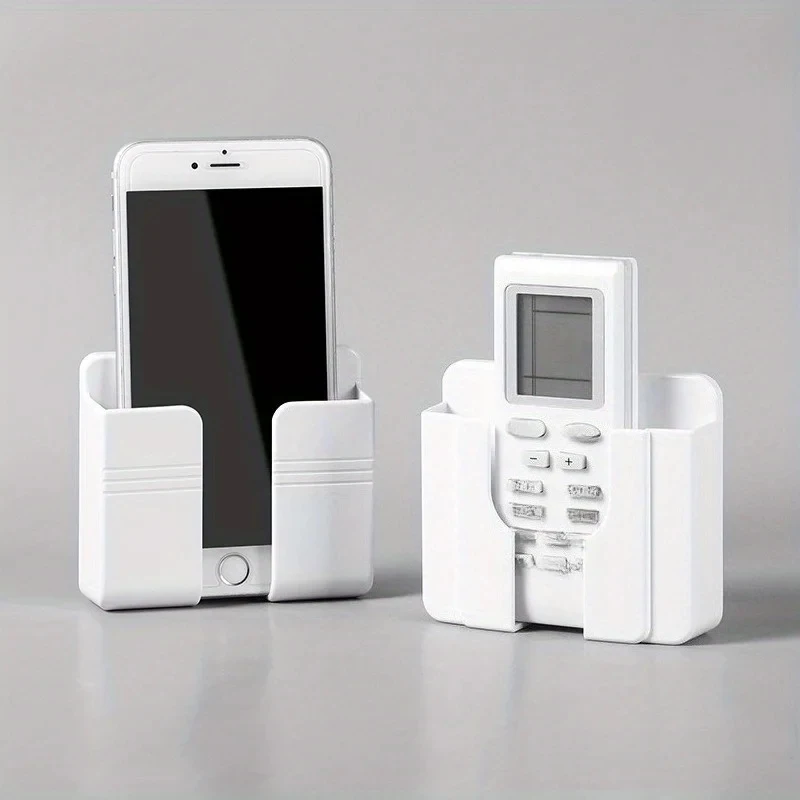 1-4Pcs Wall Mounted Storage Device Phone Charging And Remote Control Holder With Holes Suitable For Kitchen, Bedroom, Bathroom view 2