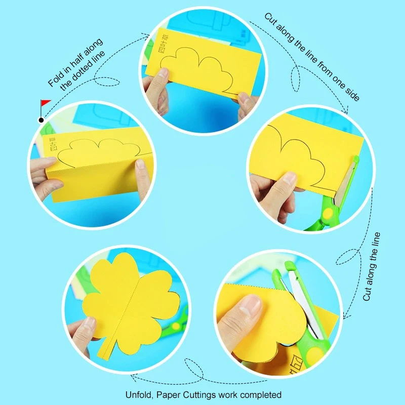 48 teile/satz Papier Stecklinge Spielzeug Malerei Zeichnung Papier Handgemachte Kinder Frühe Bildung Spielzeug Kunst Versorgung Handwerk Schere TMZ