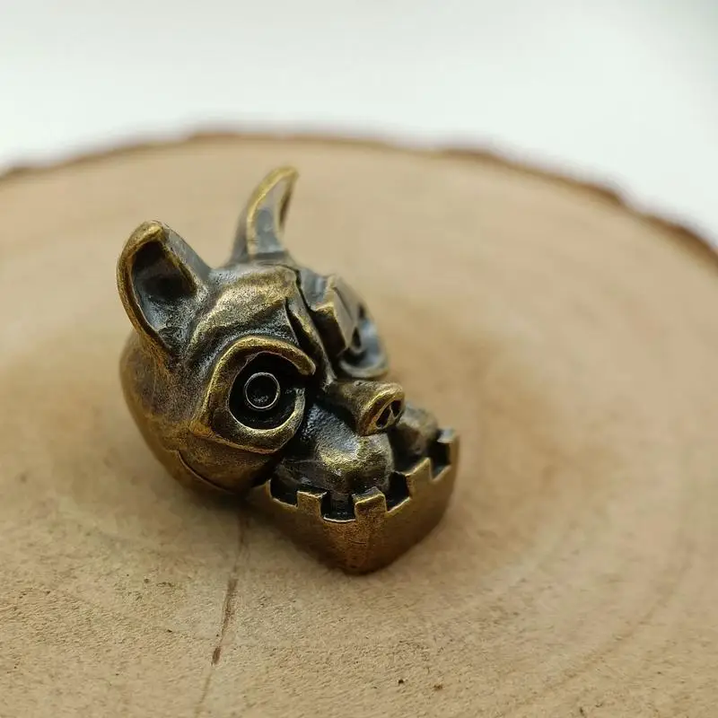 Bulldog Head Brass Knife Bead EDC DIY Woven Accessories Jewelry Dog Puppy Backpack Umbrella Rope Lanyard Pendant - view 3