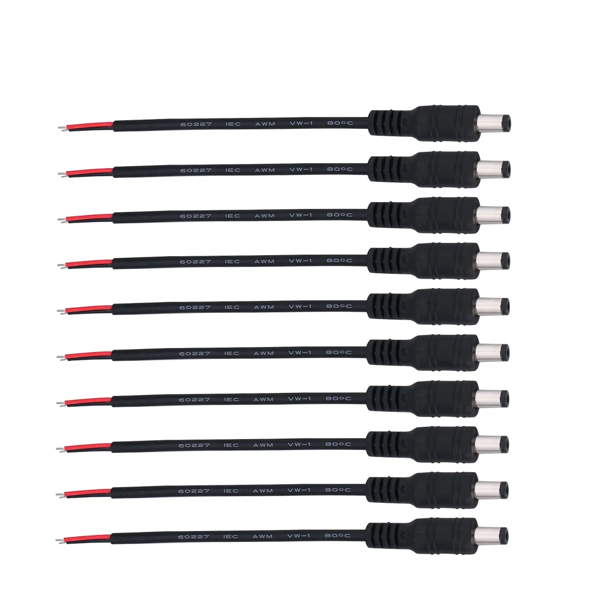 

10 pcs DC Male Adapter Cable Jack Connector 12v Black Pigtail CCTV Video Supply Custom Solution