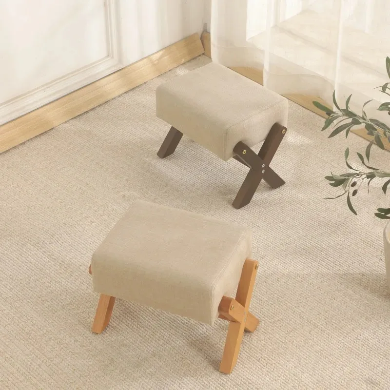 

Solid Wood Stool Shoe Household Door Low Living Room Coffee Table Soft Sofa Square Stool