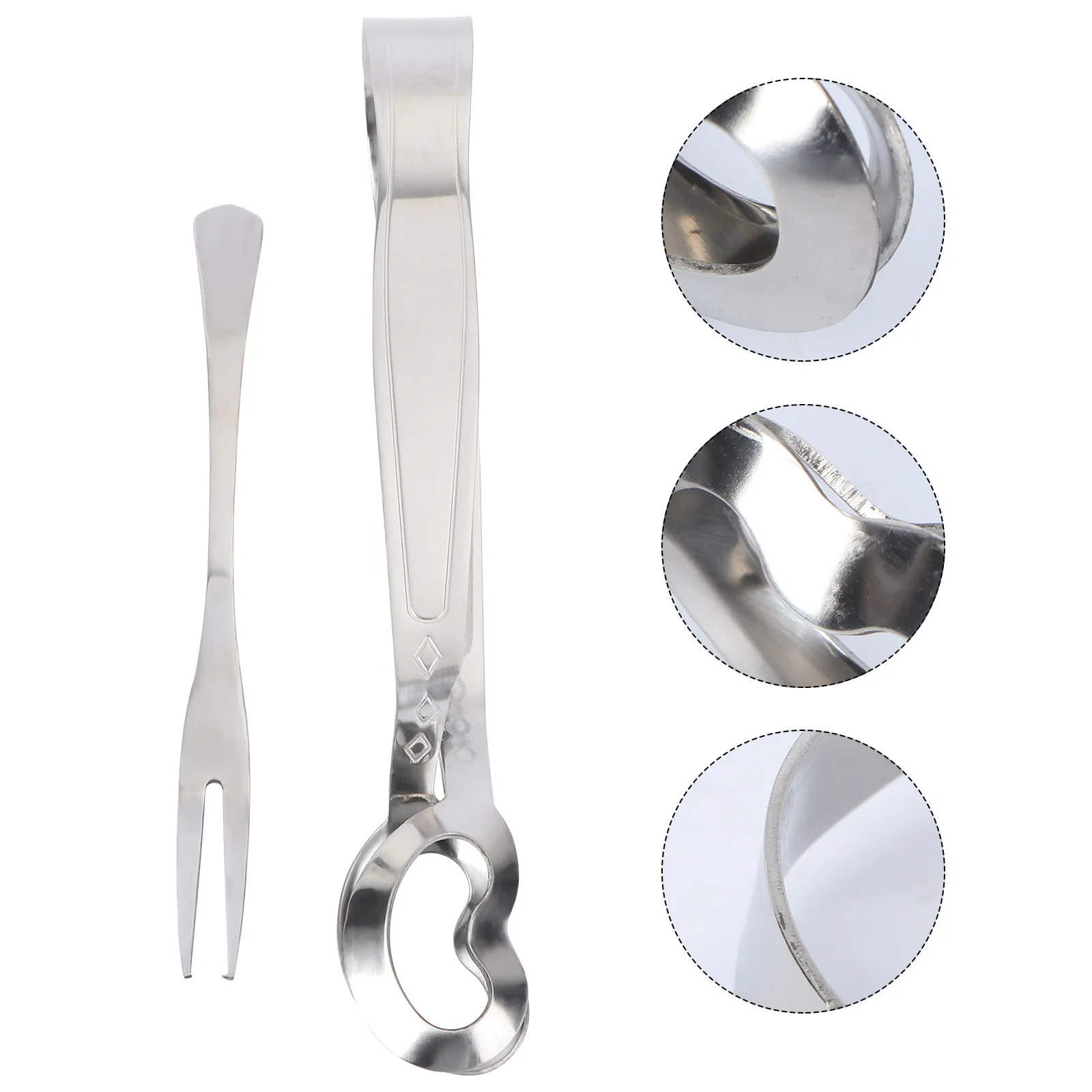 2Pcs Stainless Steel Escargot Fork and Tongs Set Stackable Snail Shellfish Sushi Egg Serving Utensils