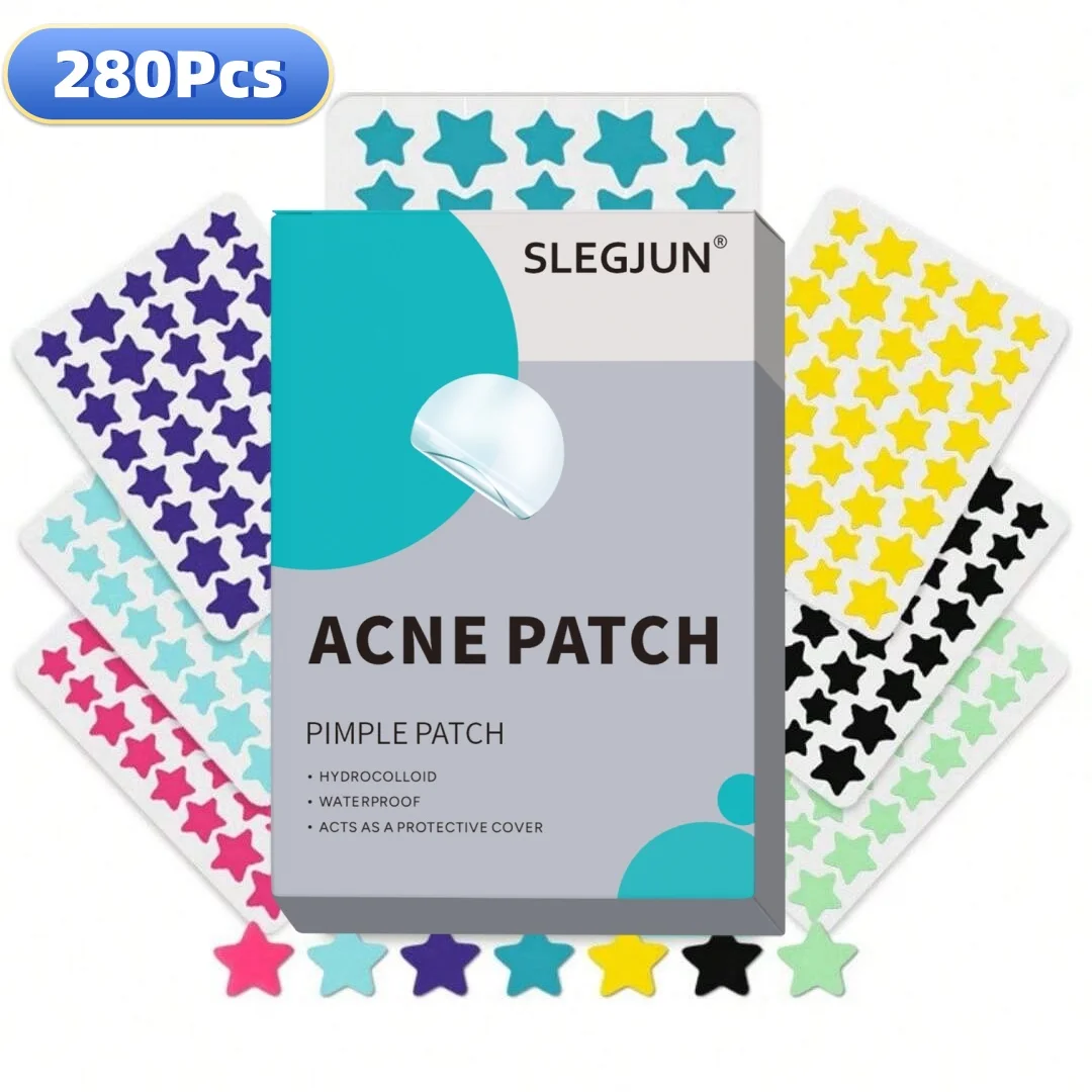 280pcsStar-shaped multi-color acne sticker waterproof and breathable, daily facial use, facial skin covering care essentials