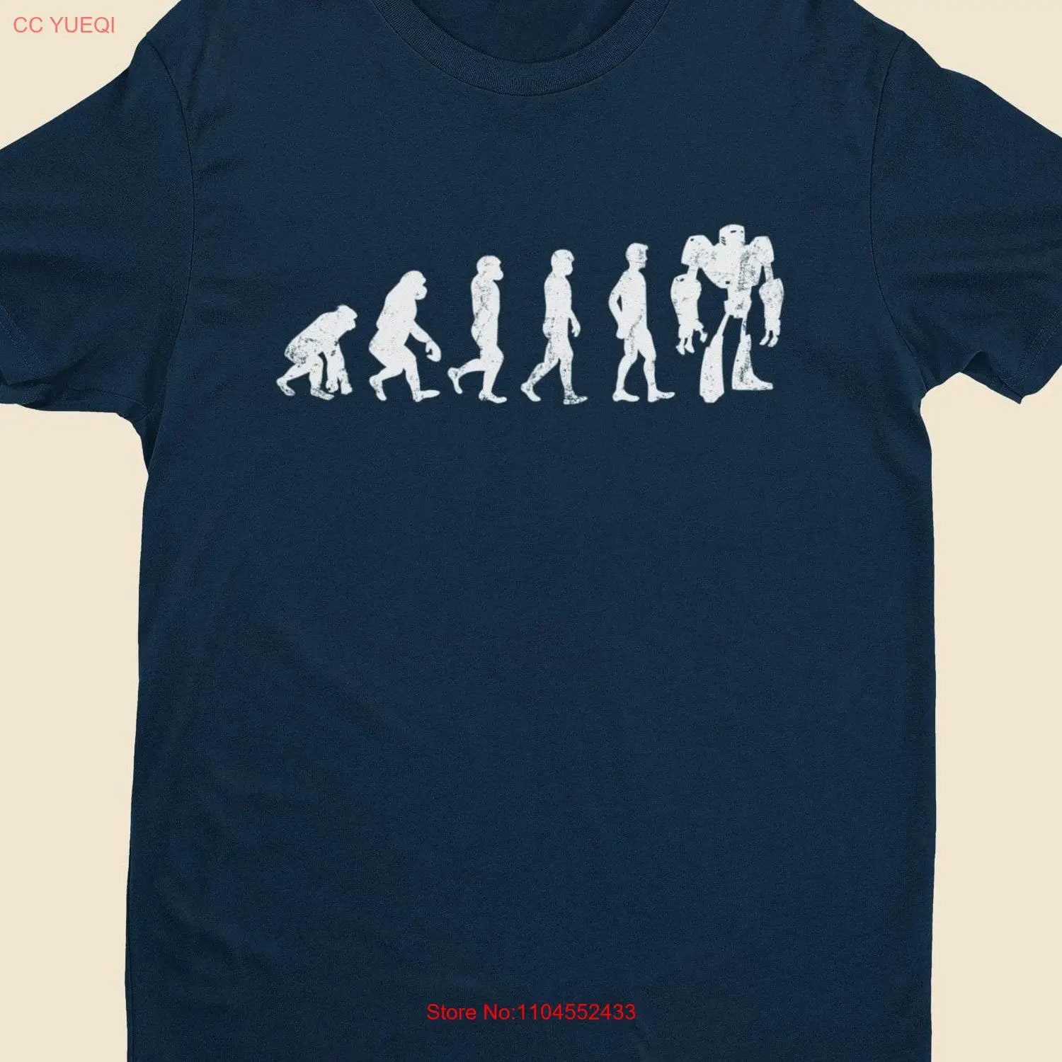 Evolution of the Robot T Shirt Futuristic AI Sci Fi Inspired Retro Geek for Tech Lovers and Gamers 5 Colours 9 Sizes