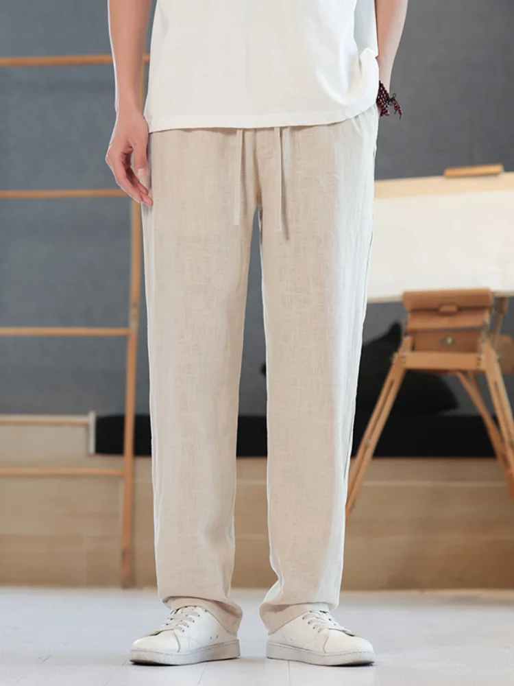 

Мужские летние повседневные брюки премиум-класса: тонкие, свободные, из льняно-хлопковой смеси, прямого кроя, длинные. Новинка в китайском стиле: молодежная энергия.