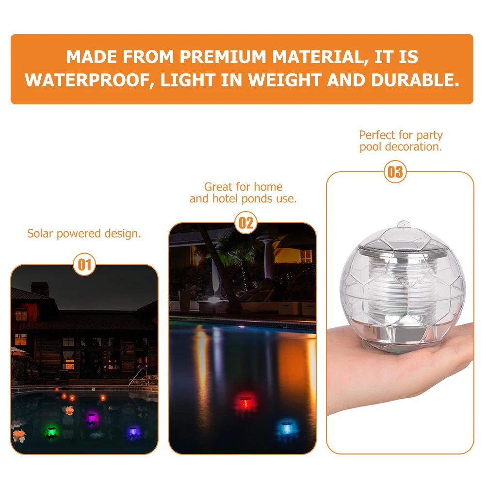 

Solar Floating Pool Light Ball Shaped Waterproof LED Pool Lamp Decor Floating Pond Lights for Garden Lawn Wedding Party Festival