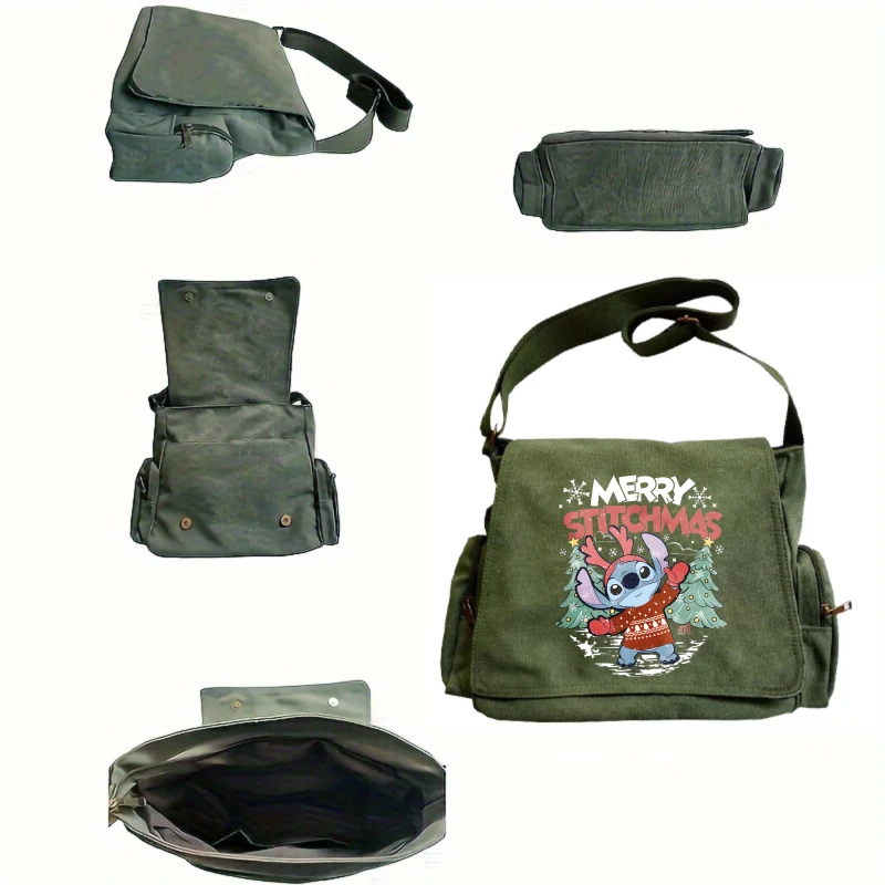 عيد الميلاد موضوع المرأة حقيبة سعة كبيرة Kawaii عيد الميلاد غرزة طباعة حقيبة كتف للنساء حقيبة كتب كروسبودي الهدايا #4