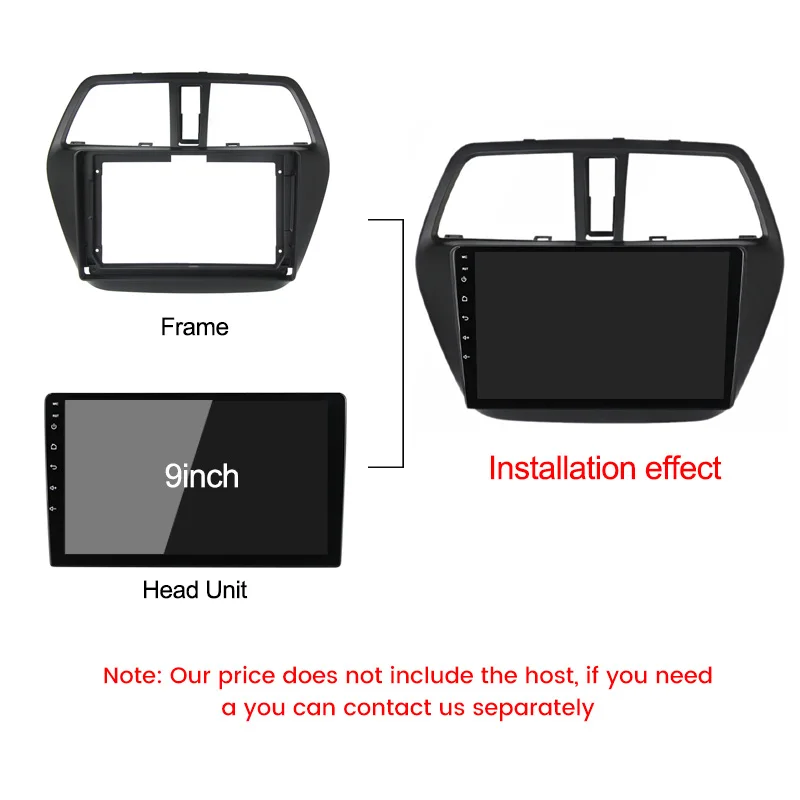 9 Inch Radio Frame voor Suzuki SX4 S-cross 2012 14 16 Android MP5 Speler Panel Kabel 2 Din Unit Bezel Faceplate Auto Accessoires