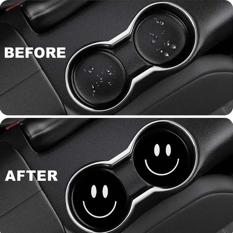 Non-Slip Car Cushion 2-Pack, Water Absorbent & Thermal Insulating Seat Mat with Smiley Face Print