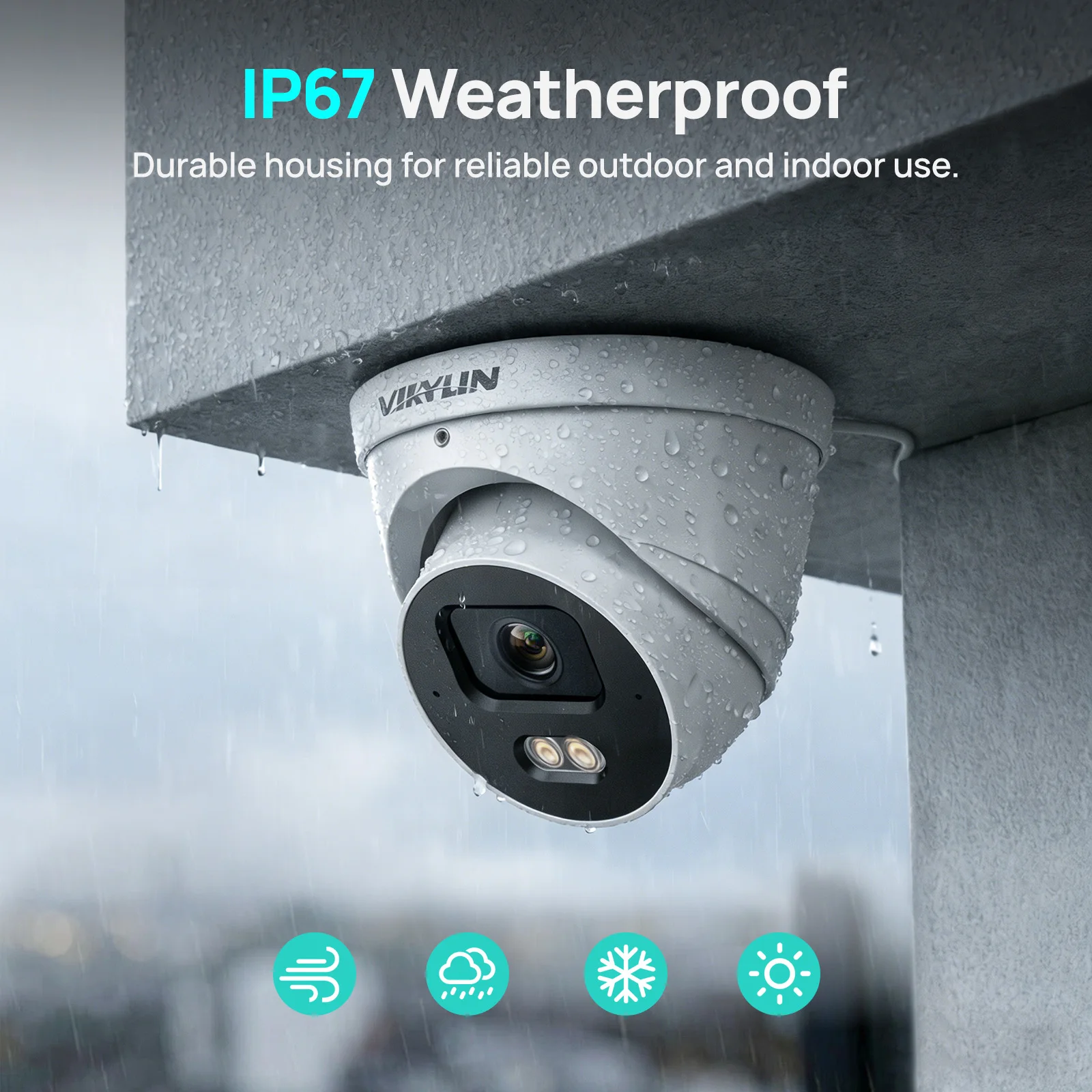 VIKYLIN 4MP Full Color IP Security Camera Perimeter Protection Built-in Mic Smart Motion Detection Outdoor Support IVS Onvif IP67 Metal Housing - view 7
