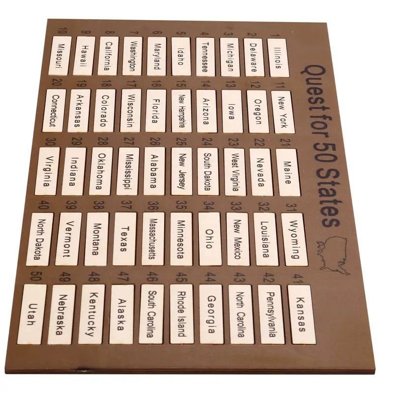 ABUL-Neues Hölzernes Reise-Countdown-Board für 50 Staaten, Reiseplaner, Heimdekoration, Geschenk, Komplette Reiseliste, Ornament, Reise-Tracker-Board