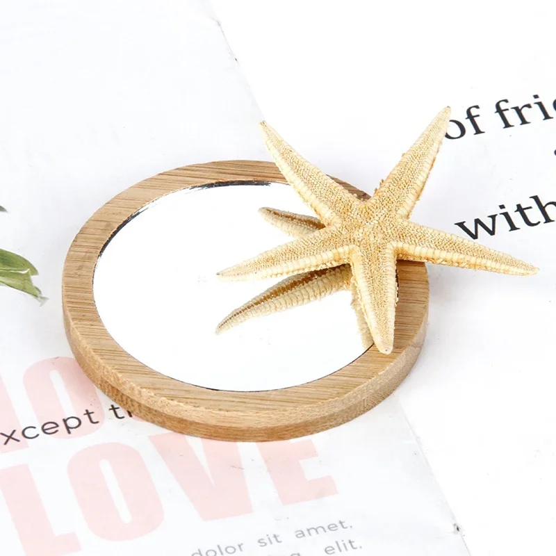 1pc Pure Wooden Cosmetic Mirror Round Portable Mirror Makeup Mirror Student Portable Makeup Small Princess Cosmetic Tool